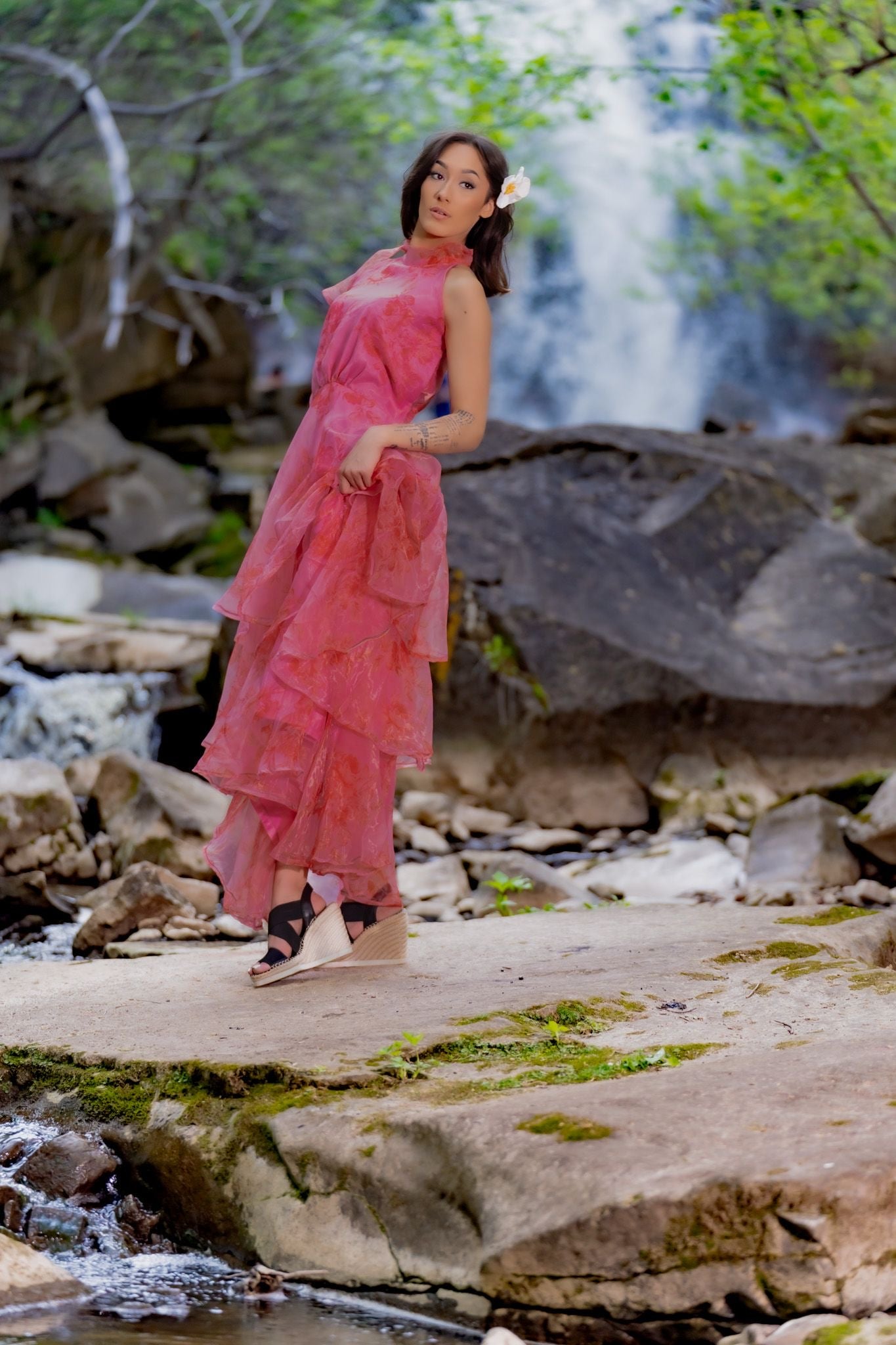 Liquid Organza Sleeveless Dress